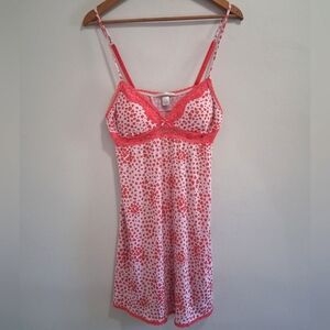 Victoria's Secret Sexy Teddy Nighty Lingerie Hearts Lace Dress Bra Size Large